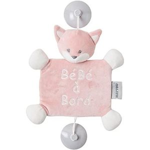 Nattou Bord ""Baby met Board"" met Zuignap, van polyester, Alice de Fox, ca. 31 cm, Alice en Appel, Poederroze