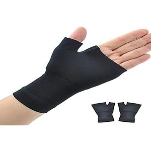 2 stuks compressie-eenheden voor polssteun, polsspalk, duimcompressiehandschoenen voor pijnverlichting, carpale tunnel, vingerloze handschoenen voor dames en heren (M, zwart)