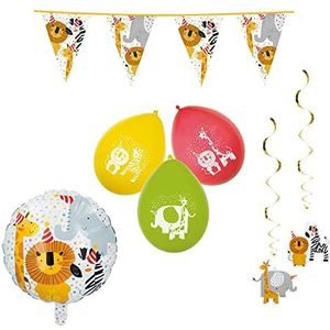 Boland - Safari kleine decoratieset, feestdecoratie, dieren, wimpelketting, folieballonnen en meer, verjaardag, kinderdag