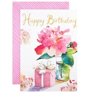 Hallmark Verjaardagskaart - klassiek aquarel bloemenpatroon, verjaardagskaart bloem