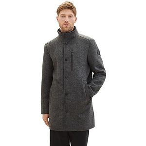 TOM TAILOR 1037362 wollen herenjas, 30500-dark grey black visgraat