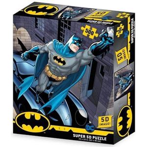 Grandi Giochi DC Comics Batman en Batmobile horizontale lenticulaire puzzel, incl. 500 stukjes en verpakking met 3D-PUD01000-effect, PUD01000