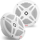 Pyle Marine Luidsprekers 16,5 cm Paar - 2-weg Dual Stereo Audio Systeem IP-X4 Waterdicht en Weerbestendig voor Buiten met 600 Watt vermogen en Laag Profiel Design - Wit