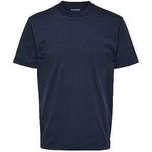 SELECTED HOMME Heren T-Shirt met opstaande kraag biologisch katoen, 220 g, marineblauw, M, marineblauw blazer