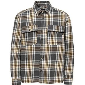 ONLY & SONS Onsscott Ls Check Flannel Overshirt Chemise pour homme, Gris à rayures, XS