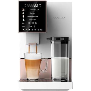 Cecotec Cremmaet Compactccino White Rose Koffiebonen. 19 bars, Thermoblock, vers gemalen koffiebonen met plug & play, koffiereservoir van 150 g met molen, 1,1 l water, 400 ml melk