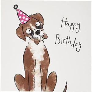 Wuzci Happy Birthday Dog in a Party Hoed, wenskaart, 150 x 150 mm, meerkleurig
