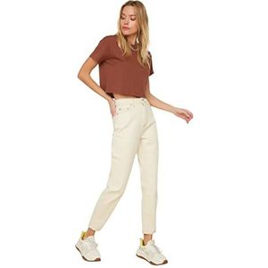 Trendyol Ekru jeans met hoge taille voor dames, ECRU