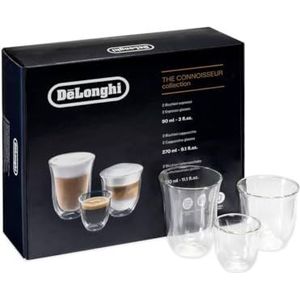 DeLonghi Fancy Collection Set van 6 Glazen - 2x Espresso, 2x Cappuccino, 2x Melk