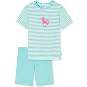 Schiesser Korte pyjamaset - 100% biologisch katoen - Maat 92 tot 140 cm meisjes pijamaset (1 stuk), Turquois_173857