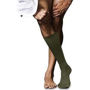 FALKE Heren nr. 13 lange sokken ademend katoen lichte glans versterkte platte teennaad effen teen hoge kwaliteit elegant voor kleding en werk 1 paar, Groen (Artichoke 7436)