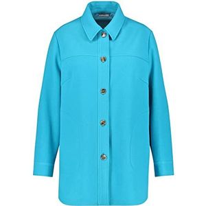 Samoon Top donsvest voor dames, topkwaliteit, button down, lange mouwen, jeans + effen overshirt stof, True Blue