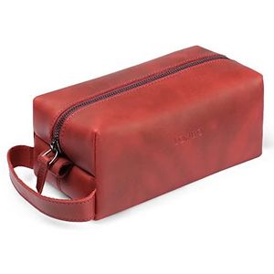 Londo Reistas van echt leer - cosmeticatas, opbergtas voor organizer, make-up tas (bruin), Rood, Taille unique, Tas