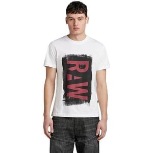 G-STAR RAW Geschilderd ruw Gr R T T-shirt heren, Wit D25014-336-110