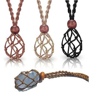 Floatdream Set van 3 verstelbare halskettingen van kunstvezel voor halskettingen, edelstenen, kristallen hangers, uniseks, koord, Koord