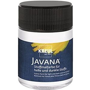 Kreul - Javana verf voor lichte en donkere stoffen, glanzende kleur op waterbasis met pastose-karakter, 50 ml glas, wit, 624548, 1 stuk