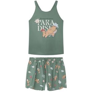 women'secret Garfield Korte pyjama met bandjes, pyjamaset voor dames, Groen