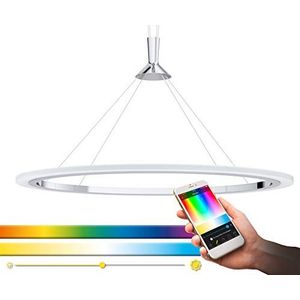 EGLO Connect Hornitos-C Led-hanglamp, 1-lichts, van verchroomd staal en gesatineerde kunststof, met afstandsbediening, kleurtemperatuurverandering (warm, neutraal, koud), RGB, dimbaar