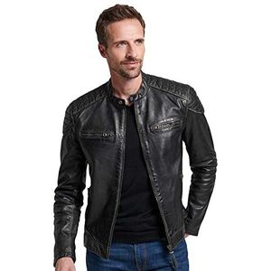 Superdry Heritage Leather Moto Racer Herenjas, zwart.