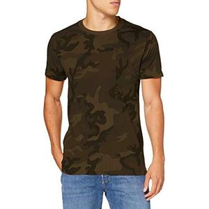 Build Your Brand Basic Camouflage T-shirt voor heren, ronde hals, in 2 kleuren, maten S tot 5XL, olijf camouflage