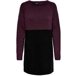 Only Onllily L/S Dress KNT Noos Damesjurk, Windsor wijn/strepen: zwart