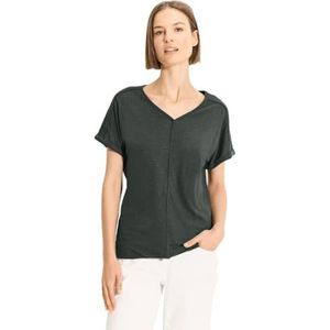 Cecil B320942 LINEN_solid T-shirt voor dames, Stevige kaki