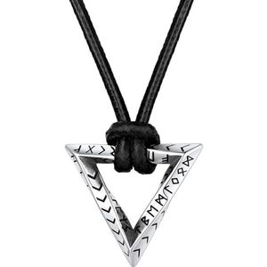 FaithHeart Herenhalsketting, runen, Noordse Viking, ring, van Möbiu, roestvrij staal, Mobius hanger, rond, driehoek/oneindig, Viking Rune met leren ketting, Niet-kostbaar metaal, Geen edelsteen