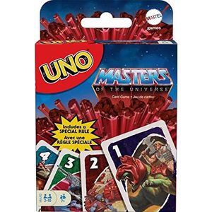 UNO Masters of the Universe, Motu-thema familiekaartspel, 112 kaarten, dynamische graphics, unieke kaart 'Power of Greyskull' inbegrepen, cadeau voor kinderen vanaf 7 jaar