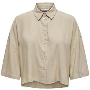 ONLY Onlastrid Life 2/4 Cropped Shirt Wvn Dameshemd, Taupe