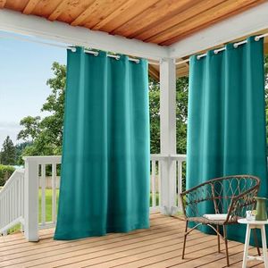 Exclusive Home Curtains Gordijnen met ogen, voor binnen en buiten, 137 x 248 cm, donkerblauwgroen
