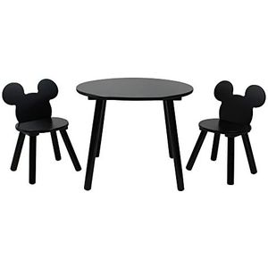 Disney Set van tafel en stoelen, 15 mm, MDF + grenenhout, zwart, maat S