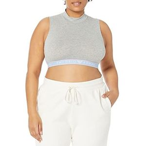 Emporio Armani Crop Top Dames T-shirt, lichtgrijs gemêleerd, M, Lichtgrijs chinees