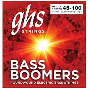 Ghs Bass Boomers ML3045 snaren voor e-bas, Medium Light, lange schaal, 045/100, zwart