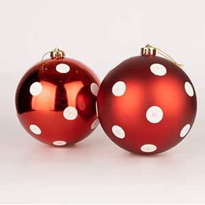 Kerstballen met rode en witte stippen, onbreekbaar, 50 mm, 12 stuks