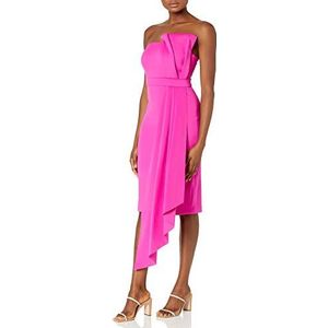 Eliza J Strapless cocktailjurk voor dames met asymmetrische details, fuchsia, 46, Fuchsia