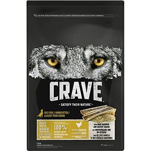 Crave Hoogwaardig droogvoer kip met beenmerg en primitieve granen voor honden, graanvrij volwassen voer met hoog eiwitgehalte, 3 x 2,8 kg