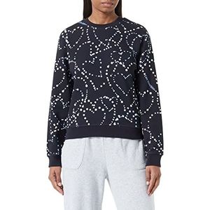 Love Moschino Dames sweatshirt met lange mouwen met Storm of Hearts Print zwart/blauw/wit., 50, zwart/blauw/wit