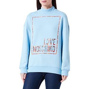 Love Moschino Sweat-Shirt à col Montant Regular Fit avec Logo imprimé Brillant Maillot de survêtement, Bleu Clair, 44 Femme