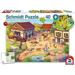 Schmidt Spiele 56379 Funny, 40 stuks kinderpuzzel met add-on (boerderijfiguren), kleurrijk