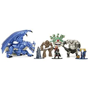 Jada Toys Dungeons and Dragons 7 stuks verzamelfiguren in 3 maten - DND-figuren van metaal vanaf 12 jaar (elf, menselijke barbarian, dwerg, golem, ogre, beholder, dragon), 4-10 cm
