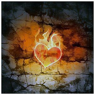 ArtPlaza Art Studio Fire Heart decoratief schuifgordijn hout, meerkleurig, 30 x 30 cm