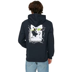 TRENDYOL Heren Hoodie Standaard Marine L, Navy Blauw