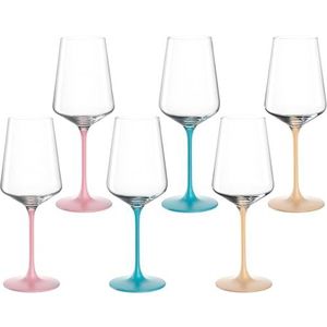 LEONARDO HOME Brera 046981 Set van 6 kelkglazen, wijnglazen, hoogwaardig en modern, vaatwasmachinebestendig, trendy en kleurrijke cocktailglazen, 400 ml