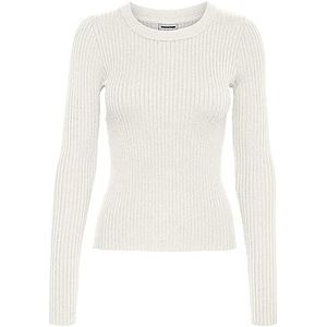 Noisy may Nmship L/S O-hals Rib Knit Bg Noos T-shirt met lange mouwen voor dames, Sugar Swizzle.