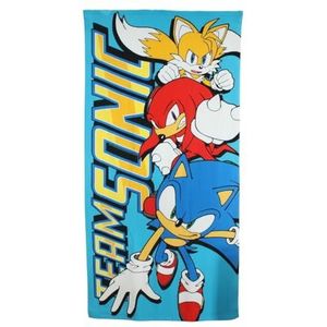 Disney Sonic handdoek van zacht en absorberend polyester, Sonic design, perfect voor strand of zwembad, blauw, eenheidsmaat