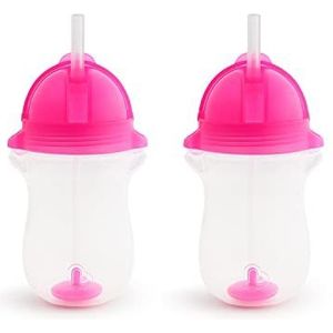 Munchkin Click Lock Tip & Sip rietjesbekers voor baby's en kinderen, met rietje, BPA-vrij, lekvrij, vaatwasmachinebestendig, verzwaarde rietjesbekers voor kinderen, 296 ml, roze