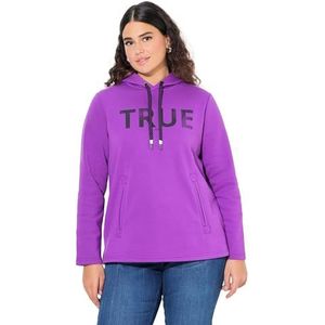 Ulla Popken Sweat à capuche pour femme, True, capuche, cordon, poches, sweatshirts à manches longues, lilas, 54-56