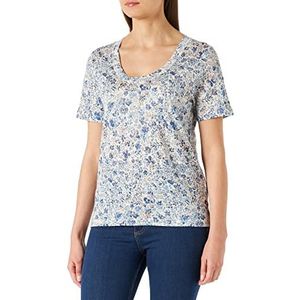 Part Two Piepw Ts T-shirt voor dames, relaxed fit, bloem blauw geschilderd