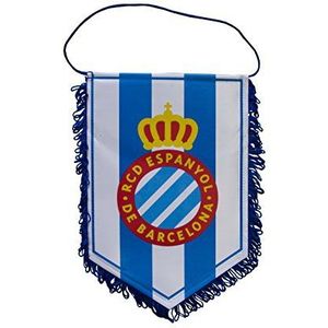 RCD Espanyol Banesp banner, 28 x 19 cm, blauw/wit