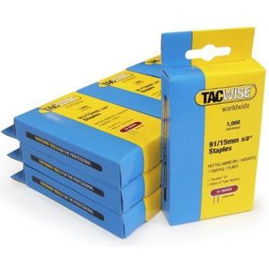 Tacwise 1196 nietjes met smalle kroon, van verzinkt staal, type 91/15 mm, doos van 10.000